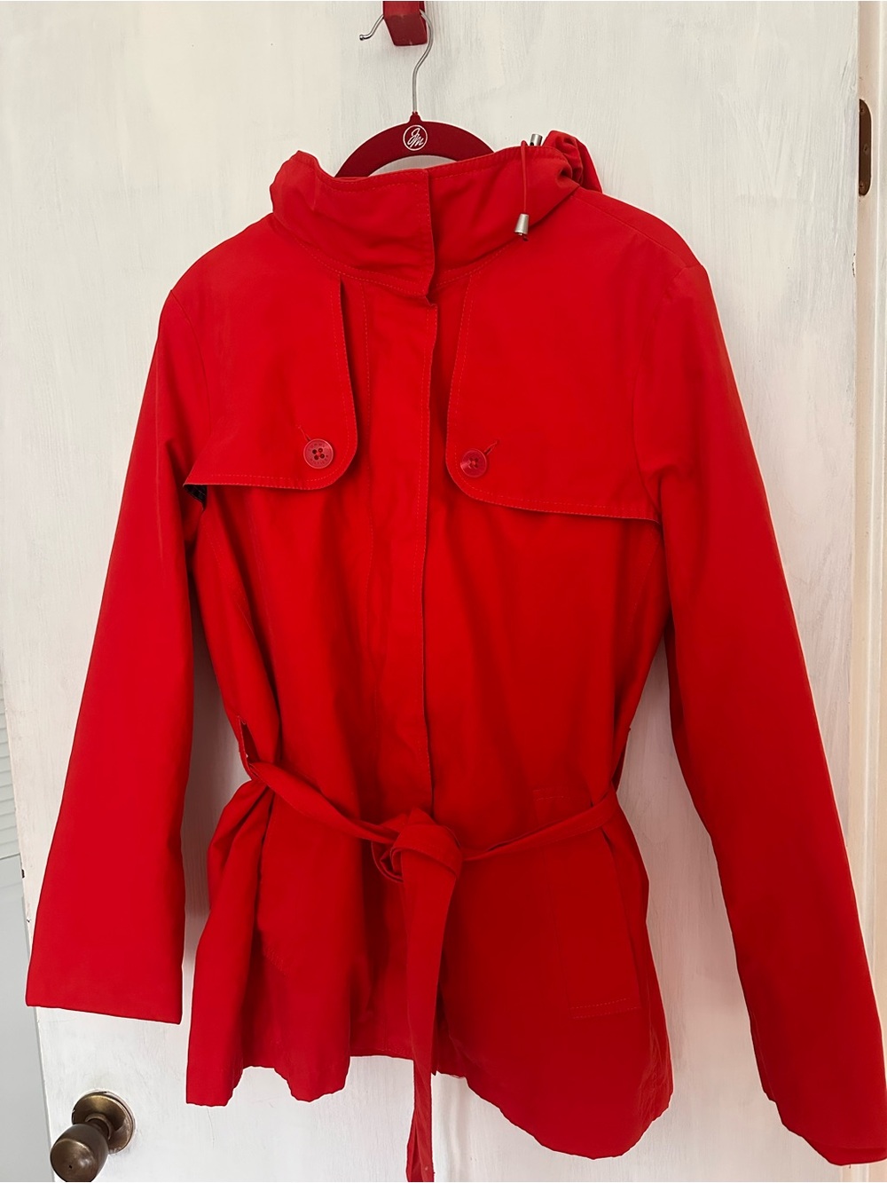 Tommy Hilfiger Red Women's Belted Short Trench